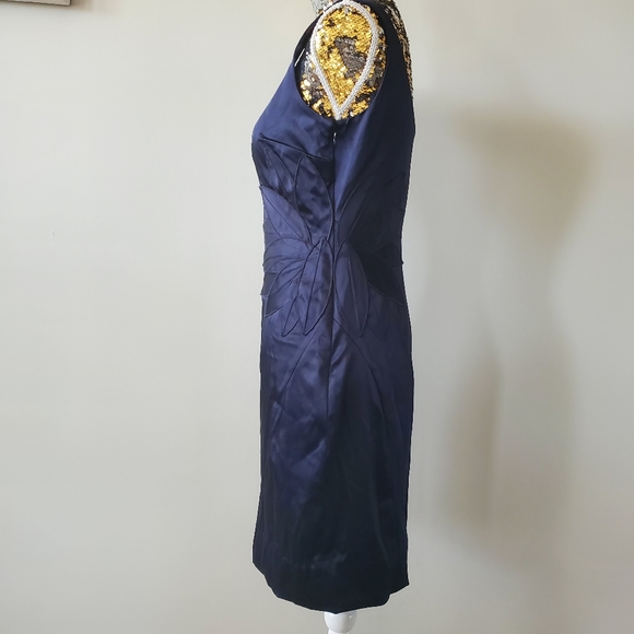 Suzi Chin for Maggie boutique Deep Purple Lotus Flower Sheath Dress - Picture 5 of 7